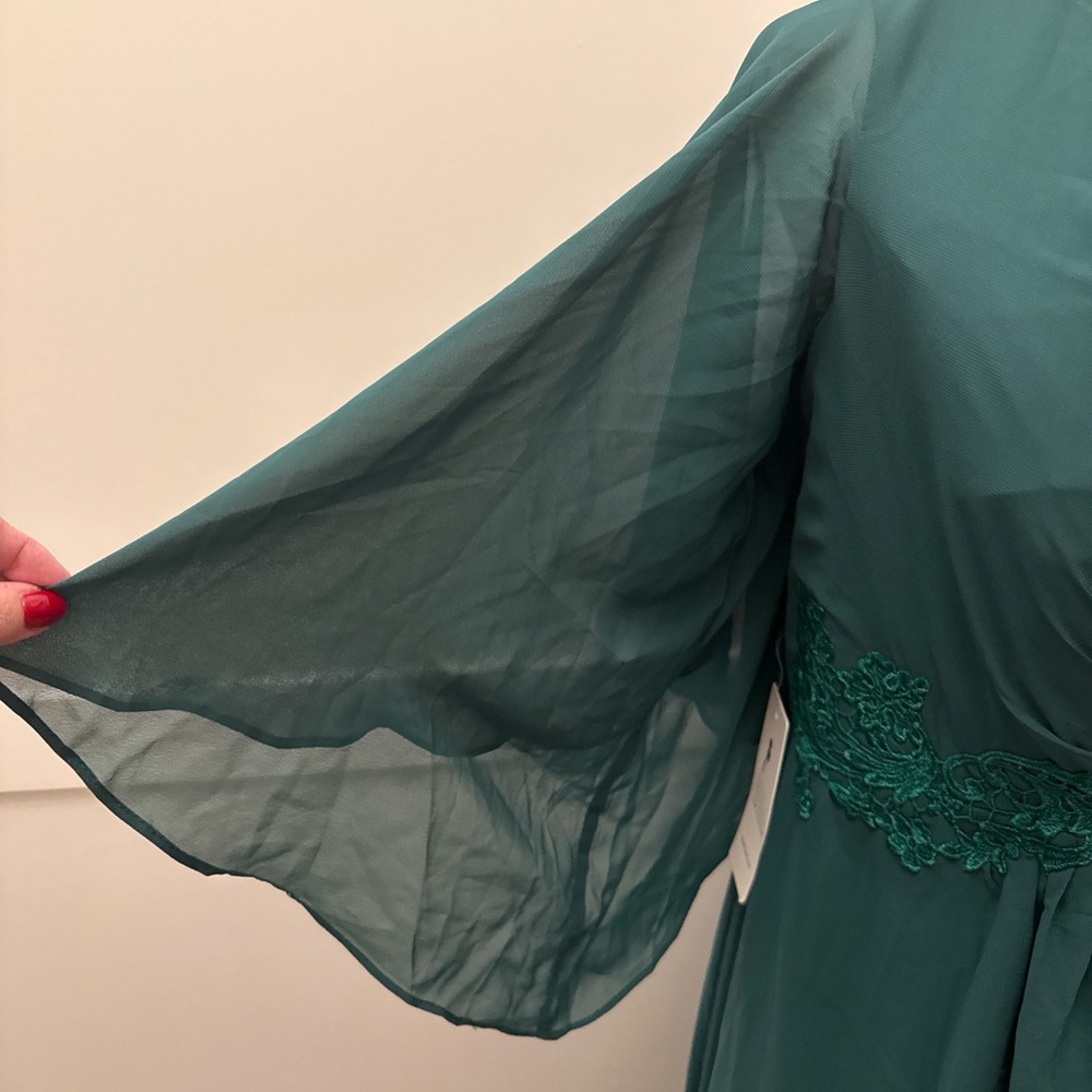 Chic Teal Maxi Dress with Elegant Draping - Picture 4 of 8